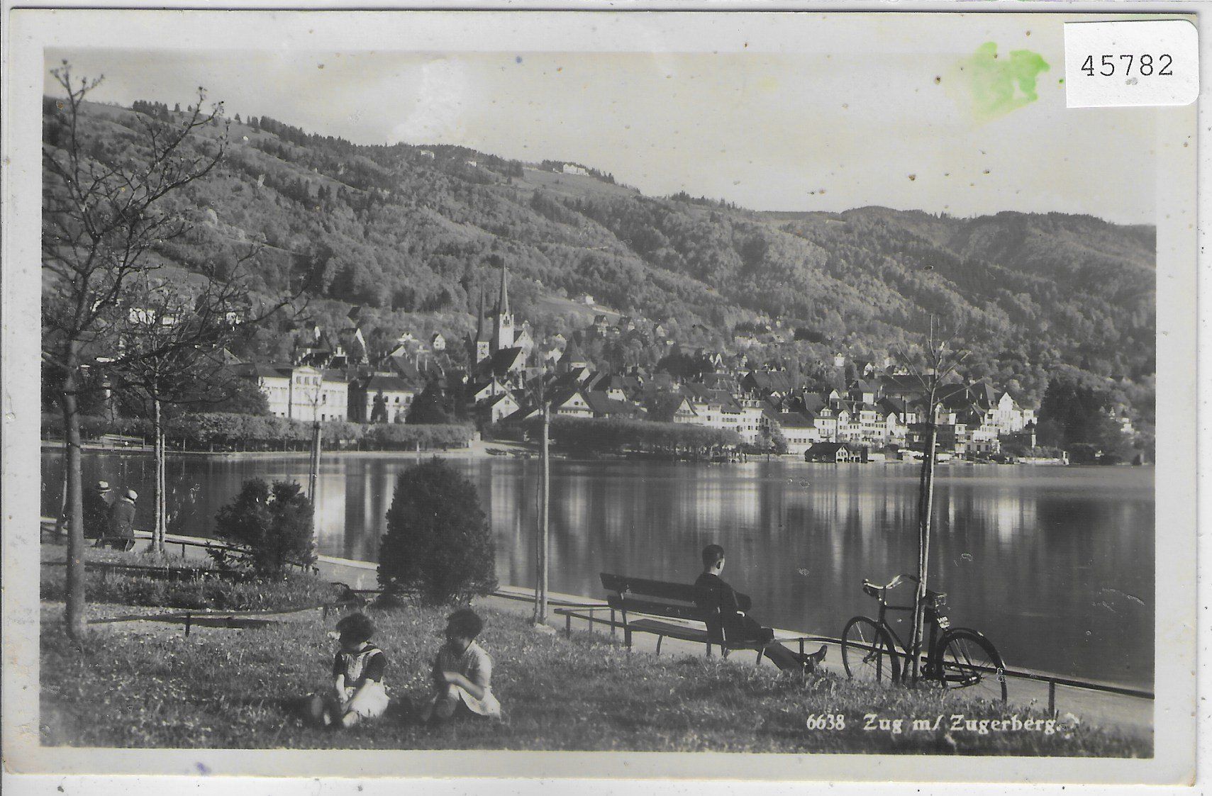 Cartoline postali: Zug mit Zugerberg - animee belebt – Difettoso da Ettingen venduto da Kartenplanet