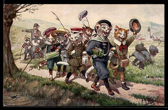 Ansichtskarten: A. Thiele: Katzen bei einer Wanderung im – Gebraucht aus Berlin von bartko-reher