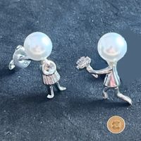 Mini Ohrstecker Paar Figuren Blumen Perlen 925 Verschluss