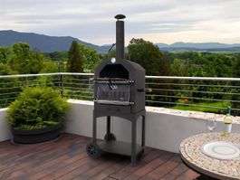 Pizzaofen Gartenofen Ofen SCHWARZ Holzkohlegrill Grill