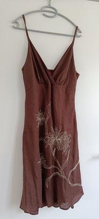 Sommerkleid braun mit Stickerei
