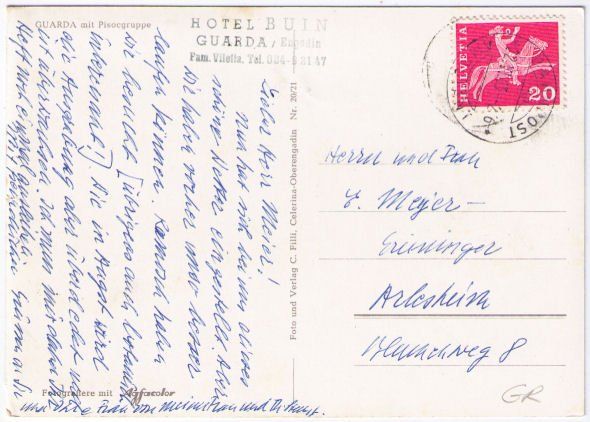 Cartoline postali: Guarda mit Pisocgruppe – Usato da Binningen venduto da Mountainrider 1