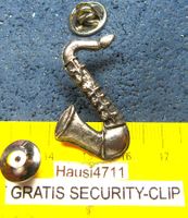 SAXOPHON MUSIKER PIN GEPRÄGT SILBRIG