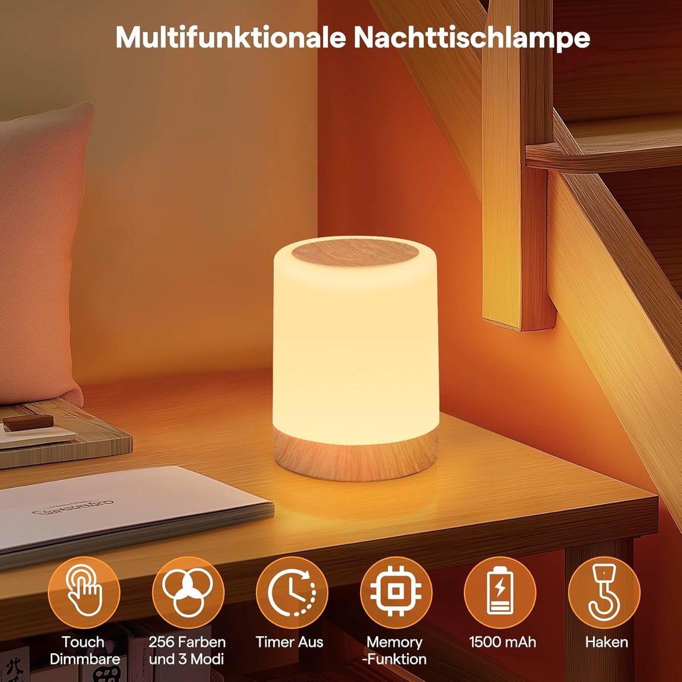 Lampade: 2x LED Nachttischlampe Touch dimmbar mit RGB – Nuovo e nell'imballaggio originale da Nuglar venduto da SmartLiving24