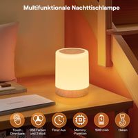 2x LED Nachttischlampe Touch dimmbar mit RGB