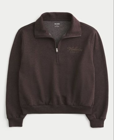 Hollister half-zip brown fleece sweatshirt, perfect fit!
