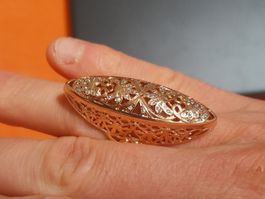 Ring mit Zirkonia, vergoldet 585, 7g, size 8 (57)