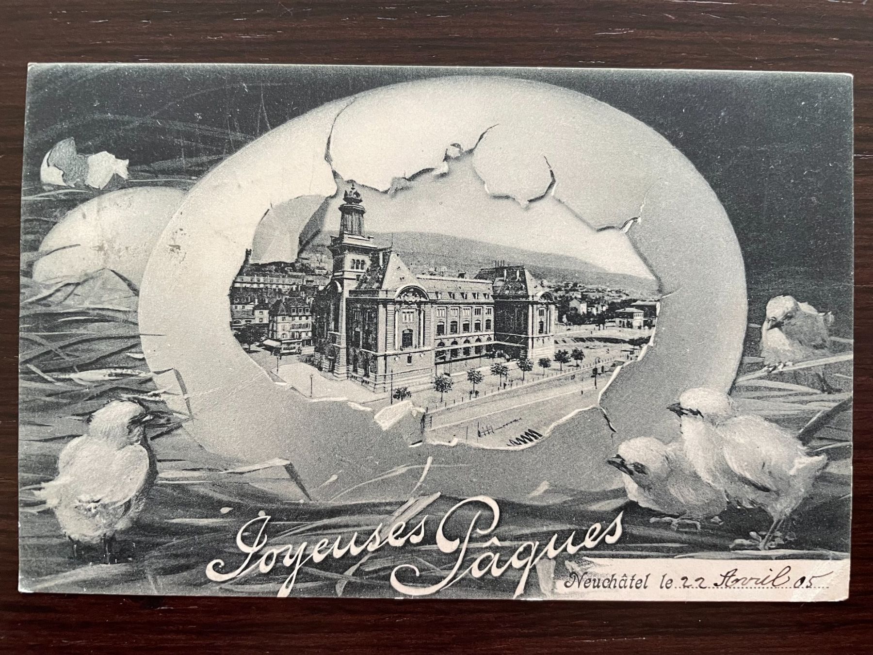 Cartoline postali: NEUCHÂTEL  2 Kitschkarten, Bonne Année, Joyeuses Pâques – Usato da Wald ZH venduto da TLILEF 3