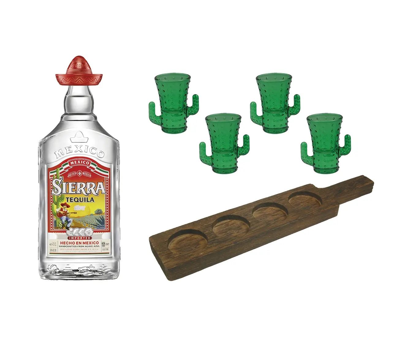 Bevande alcoliche: Tequila Sierra geschenkset, mit 4 Cactus Gläser – Usato da Adliswil venduto da bxpat