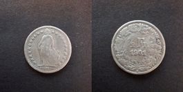 Schweiz 1/2 Franken - 50 Rappen 1901 - sehr rarer Jahrgang