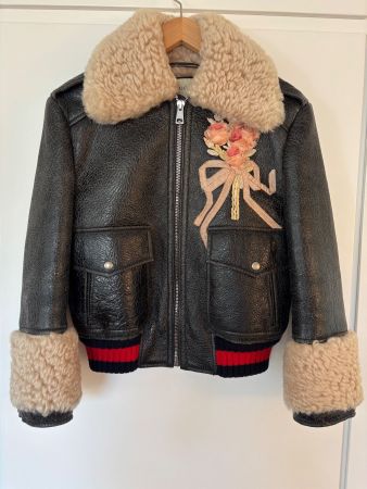 GUCCI Lammfell Bomberjacke, braun  IT38,  34