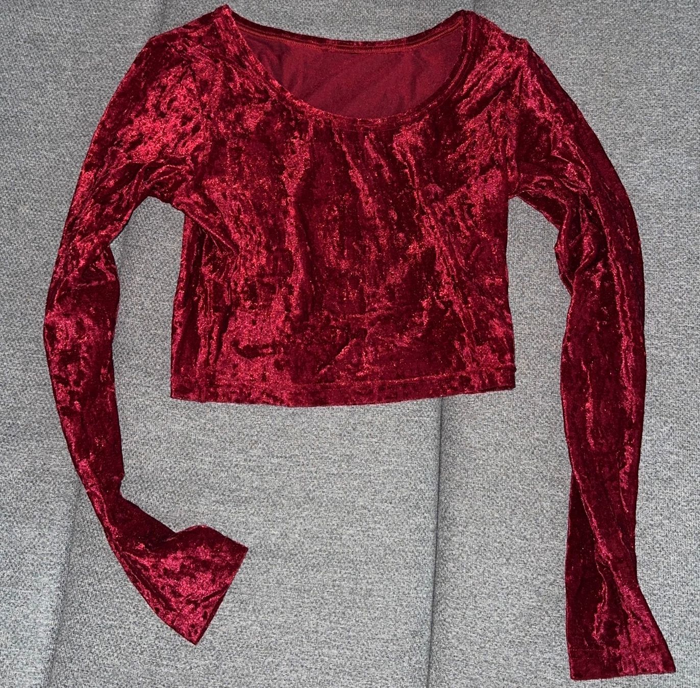 Top: Dragonfly Crop Top langarm, samt rot – Usato da Winterthur venduto da sar_q2wt