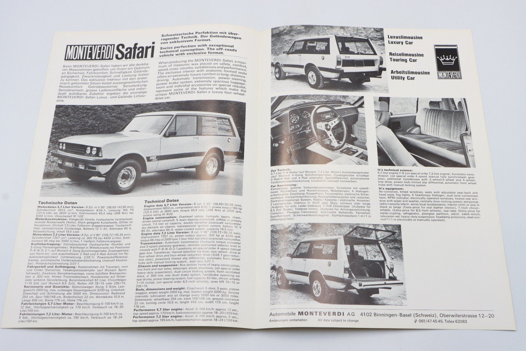 Dokumente: Monteverdi Safari 1978 Prospekt – Gebraucht aus Bühl b.Aarberg von Collectorpassions 2