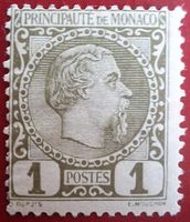 Rare Timbre Monaco N°1 Charles III 1c olive 1885 Neuf *