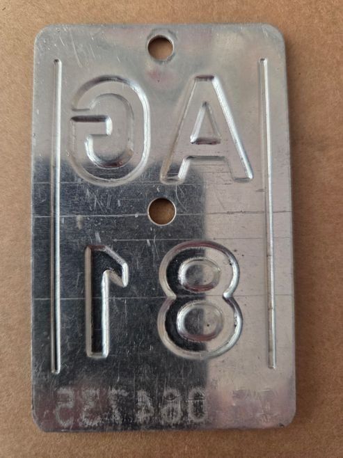 Sachs Schilder: Velonummer AG 81 plaque Velo – Gebraucht aus Schenkon von Uhu007 1