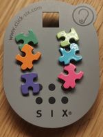 Six Ohrstecker Puzzleteile, bunte Farben