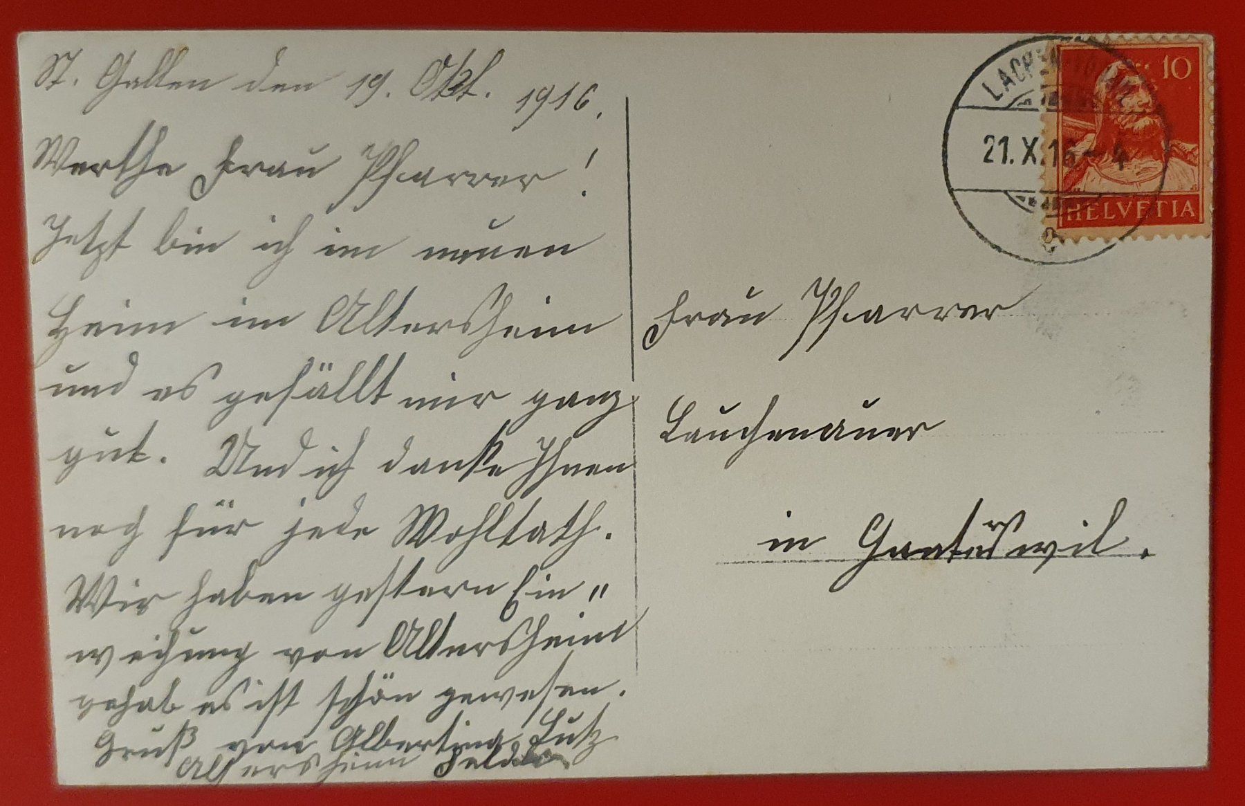 Cartoline postali: St.Gallen 1916 - Altersheim – Usato da Kreuzlingen venduto da Rschweiz1 1