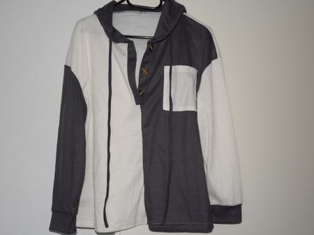 Damen Kapuzenpullover mit Knopfleiste vorne Gr M/ L