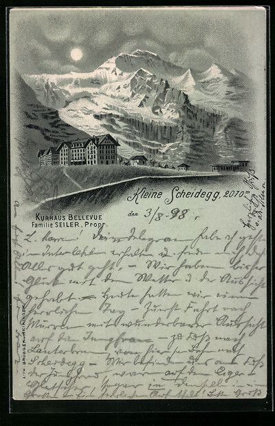 Cartes postales: Mondschein-Lithographie Kleine Scheidegg – D'occasion à Berlin par bartko-reher