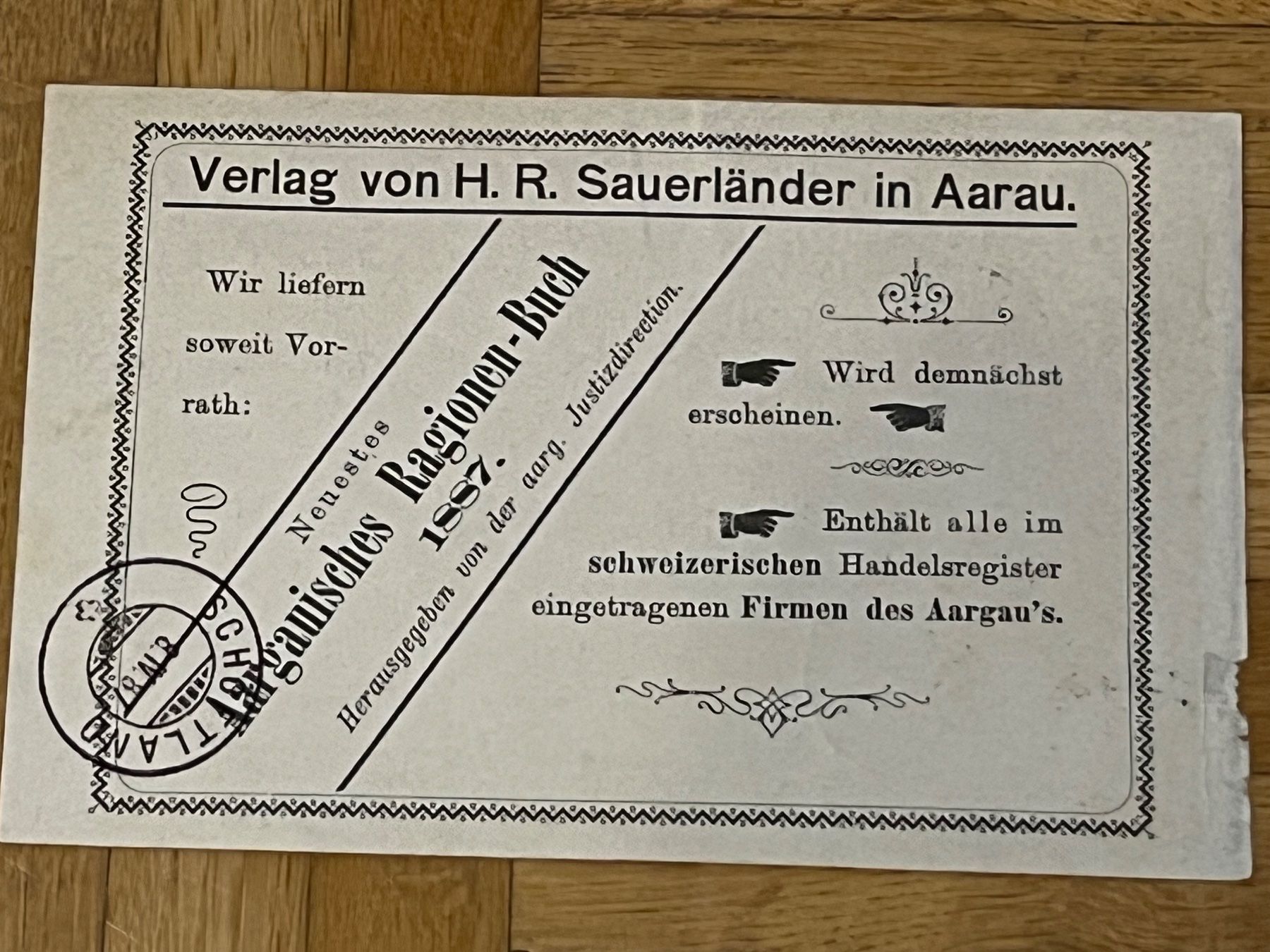 Tutti i francobolli: Verlag H.R. Sauerländer, Aarau 1887 – Usato da Romanshorn venduto da luxcollect 1