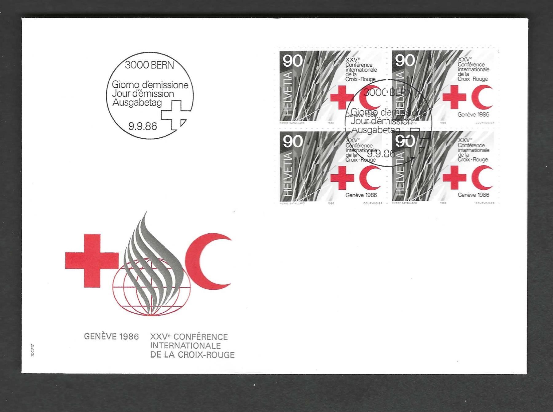 Alle Briefmarken: CH FDC Viererblock 1986 – Gebraucht aus Koblenz von Markenhimmel