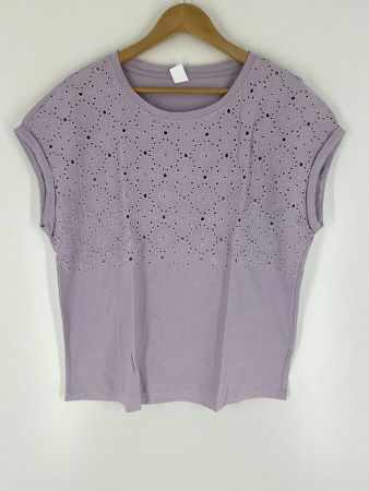 T-Shirt Baumwolle mit Lochmuster, Grösse 44