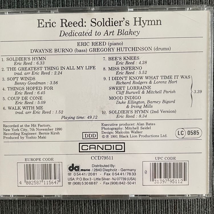 Eric Reed, Dwayne Bruno, Gregory Hutchinson (CD) Jazz Candid (Gebraucht ...