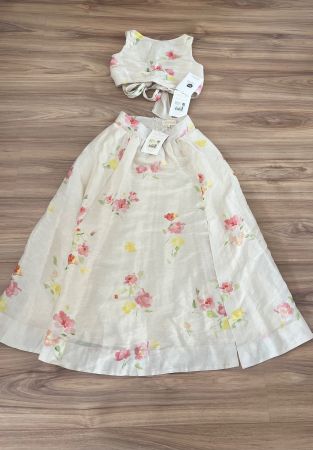 Sezane skirt and top set, linen and silk blend, new