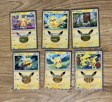 Pokémon 30th 6x Pikachu Nr. 6, 15, 17, 19, 25, 26 Englische