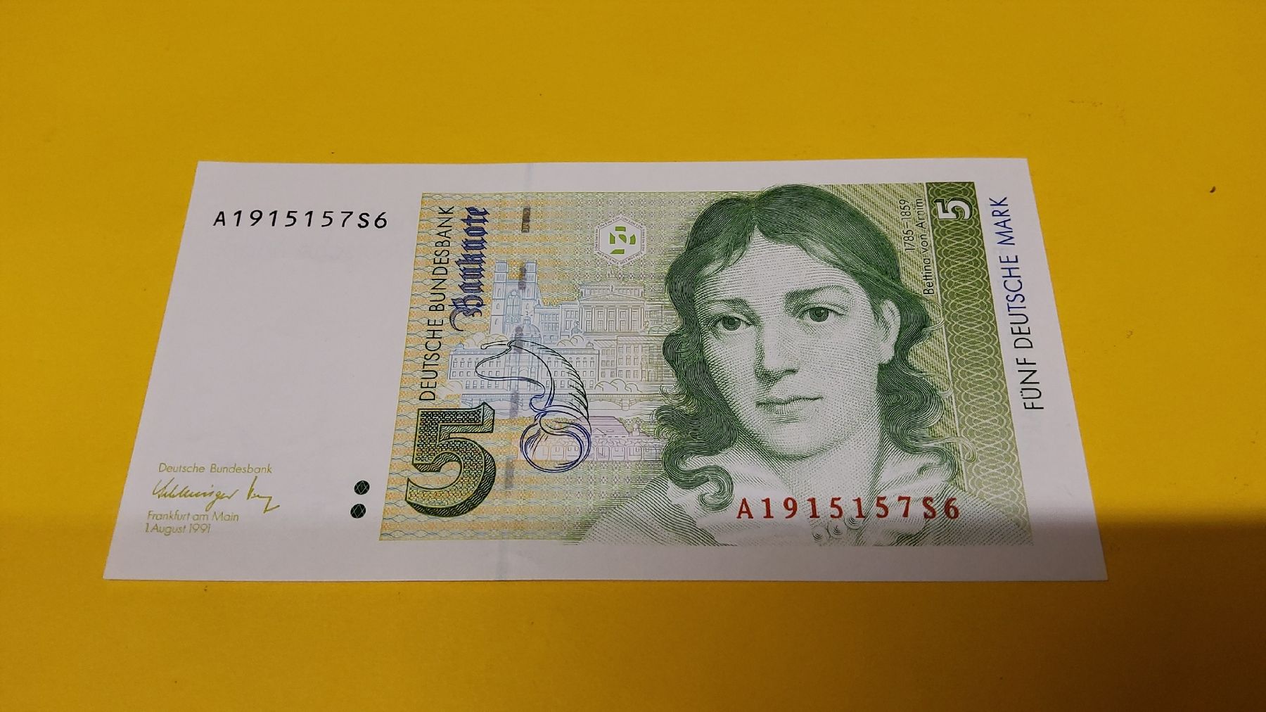 Banknoten: 5 Deutsche Mark Banknote neu 1991 – Neu und originalverpackt aus Herisau von Nluanalucas