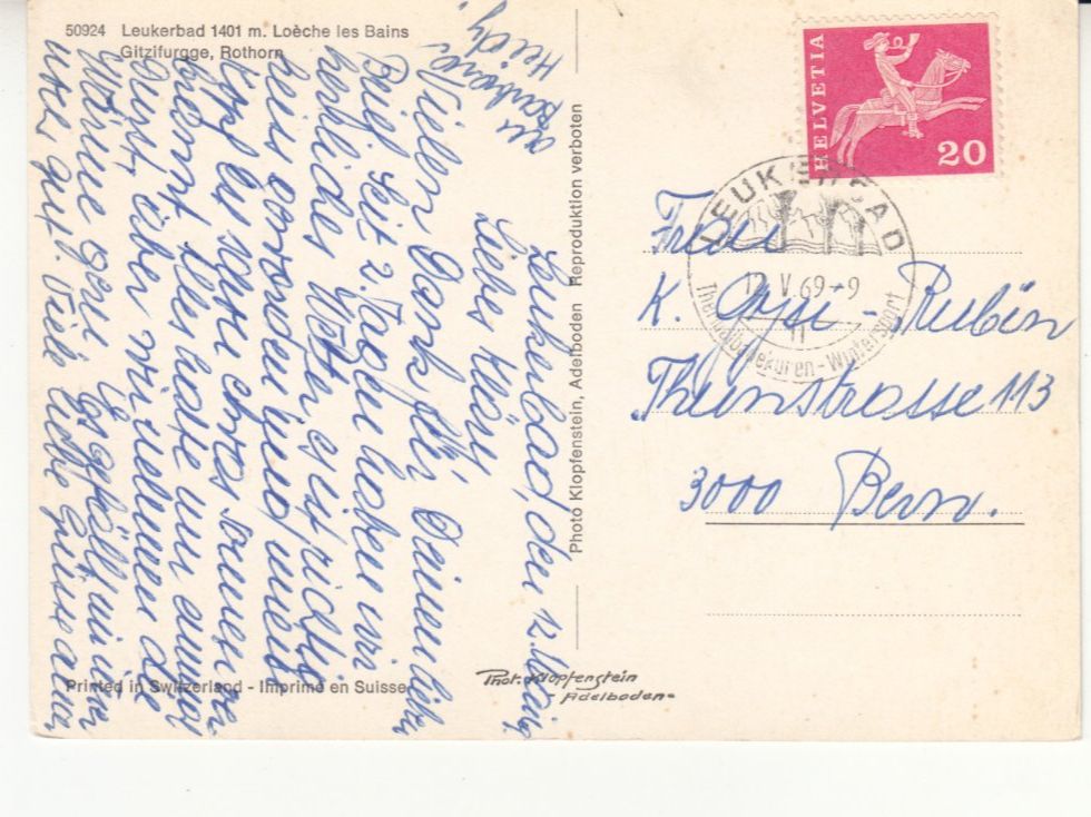 Cartoline postali: Leukerbad 1969 – Usato da Bürglen TG venduto da StampGraf 1