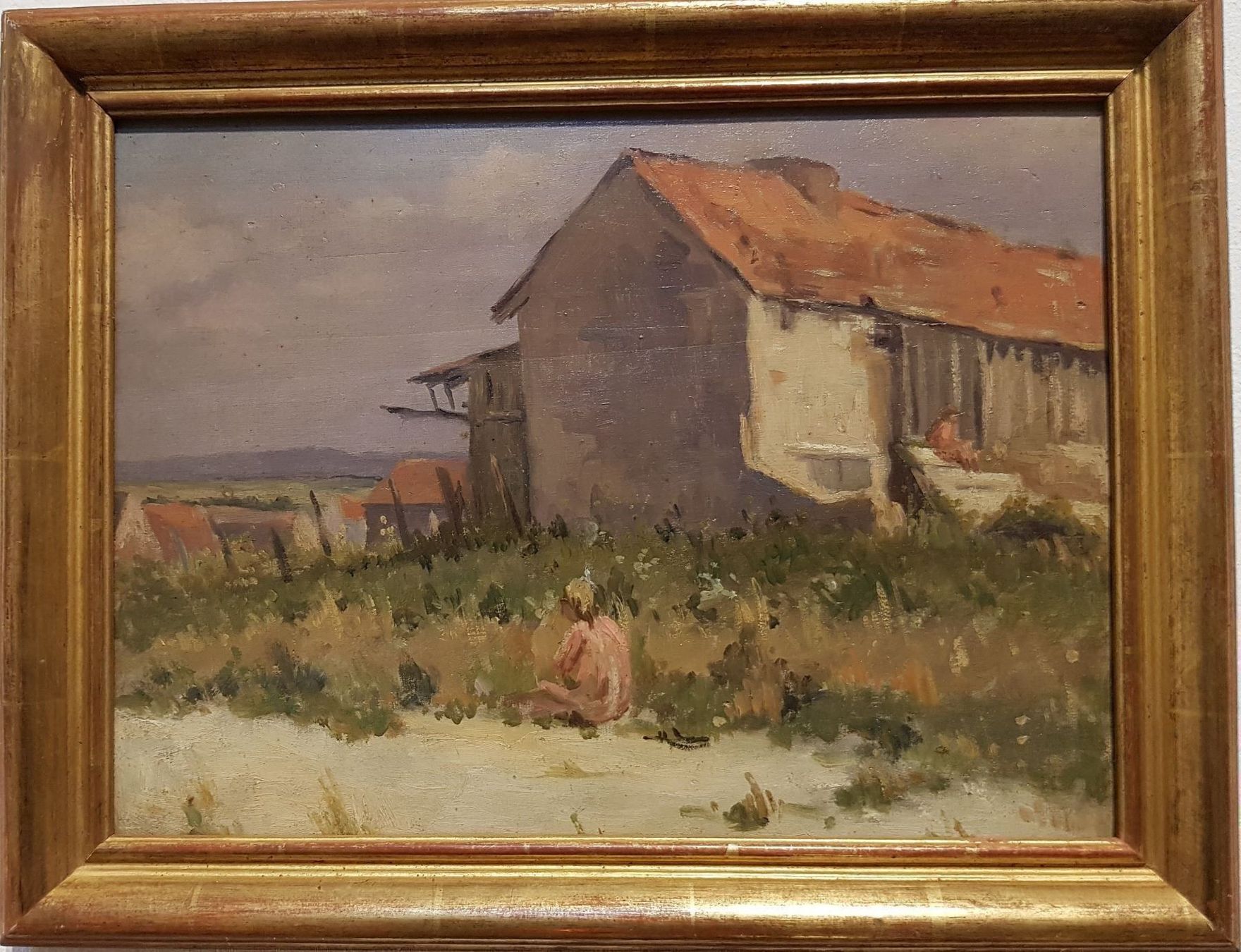 Dipinti: BRÉARD(1873-c.1939)enfant devant maison – Usato da Lausanne venduto da leneko