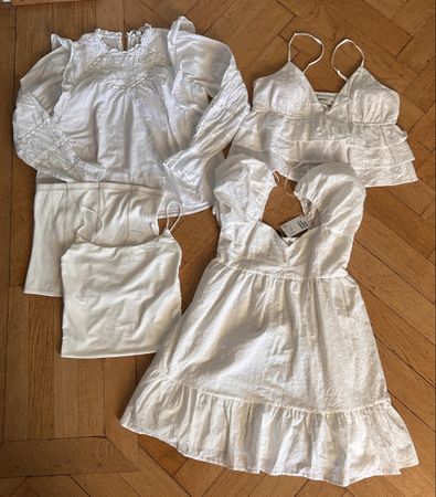 5 Weisse Oberteil L (Hollister, H&M…)