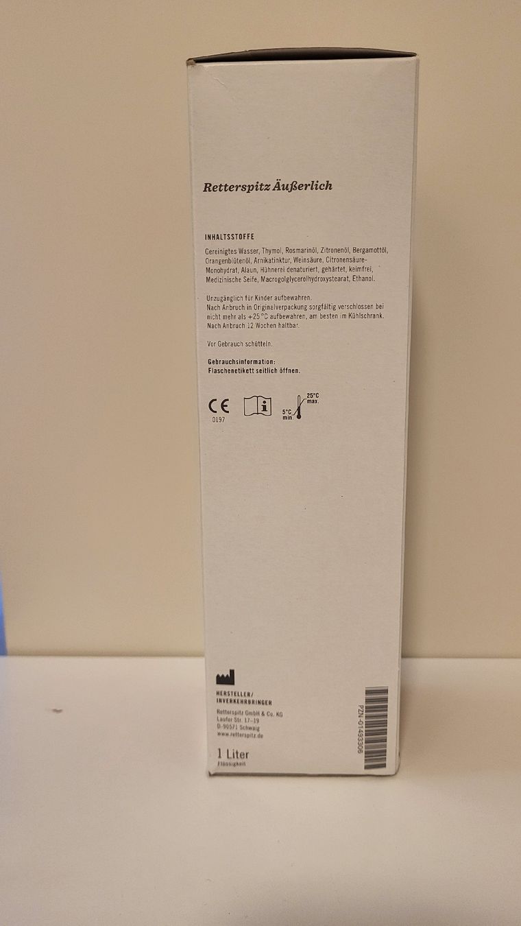 Medizinische Geräte: Retterspitz Äusserlich, 1 Liter Flasche – Neu und originalverpackt aus Bülach von  5