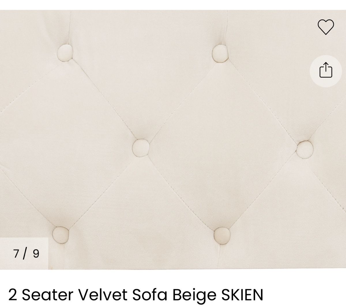 Beliani Divani: Beigefarbenes 2er-Sofa aus Samt von Beliani – Usato da Schliern b. Köniz venduto da mad_hsd9 3