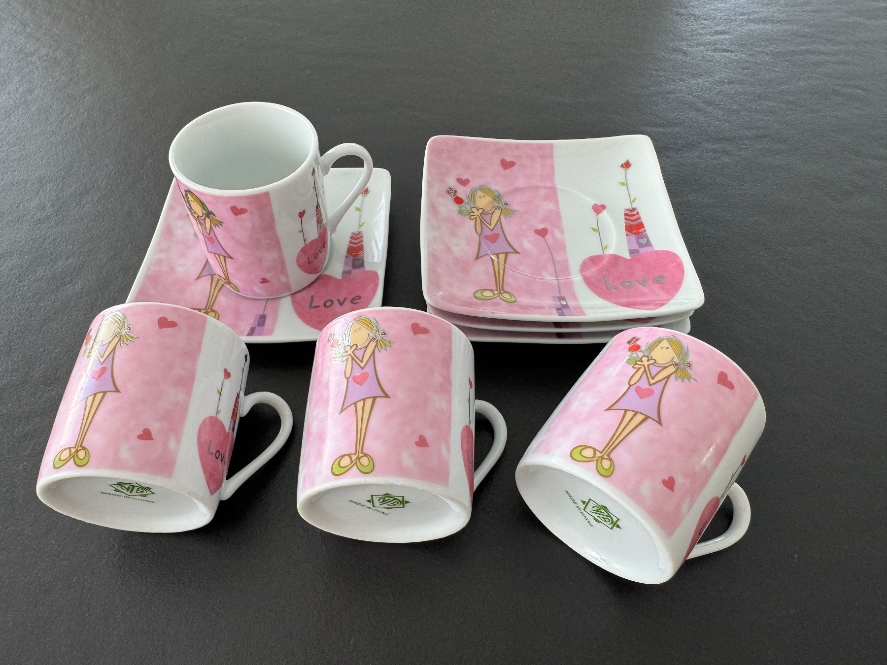 Tazze: 4er Set Espresso Tassen mit Unterteller "Love" – Nuovo (secondo la descrizione) da Zollikon venduto da Krenapf 3