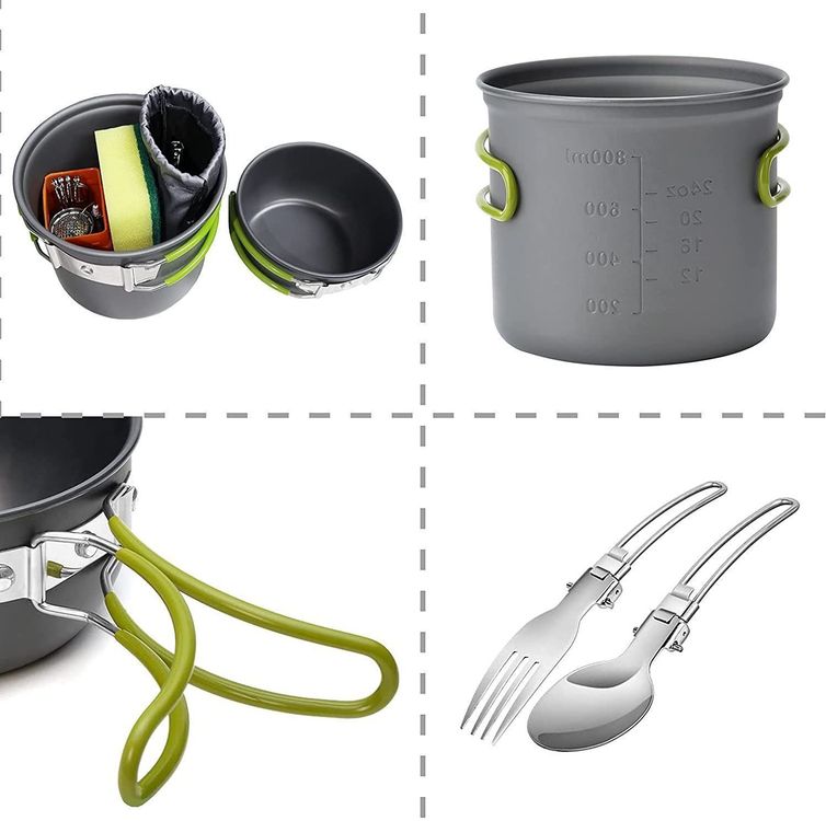 Geschirrsets: Camping Kochgeschirr Set 1-2 Personen Mini Gaskocher Outdoor – Neu und originalverpackt aus Herisau von PaddlePeak 4