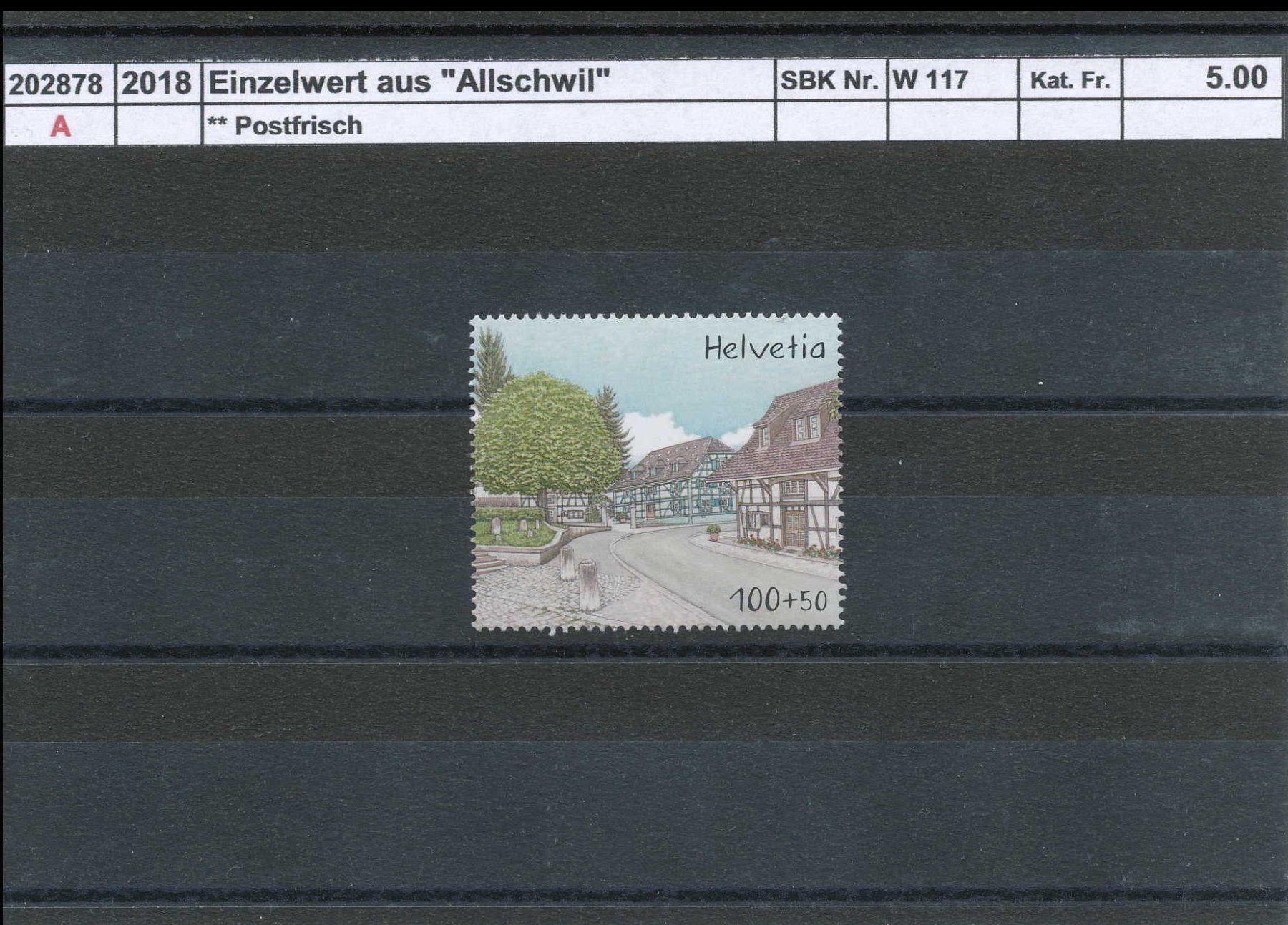 Tous les timbres: 2018 Einzelwert aus "Allschwil" - Block, ** postfrisch – Neuf (Voir description) à Winterthur par Zupogeru