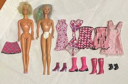 2 Vintage Barbies Mattel 1966/1998 + Garderobes