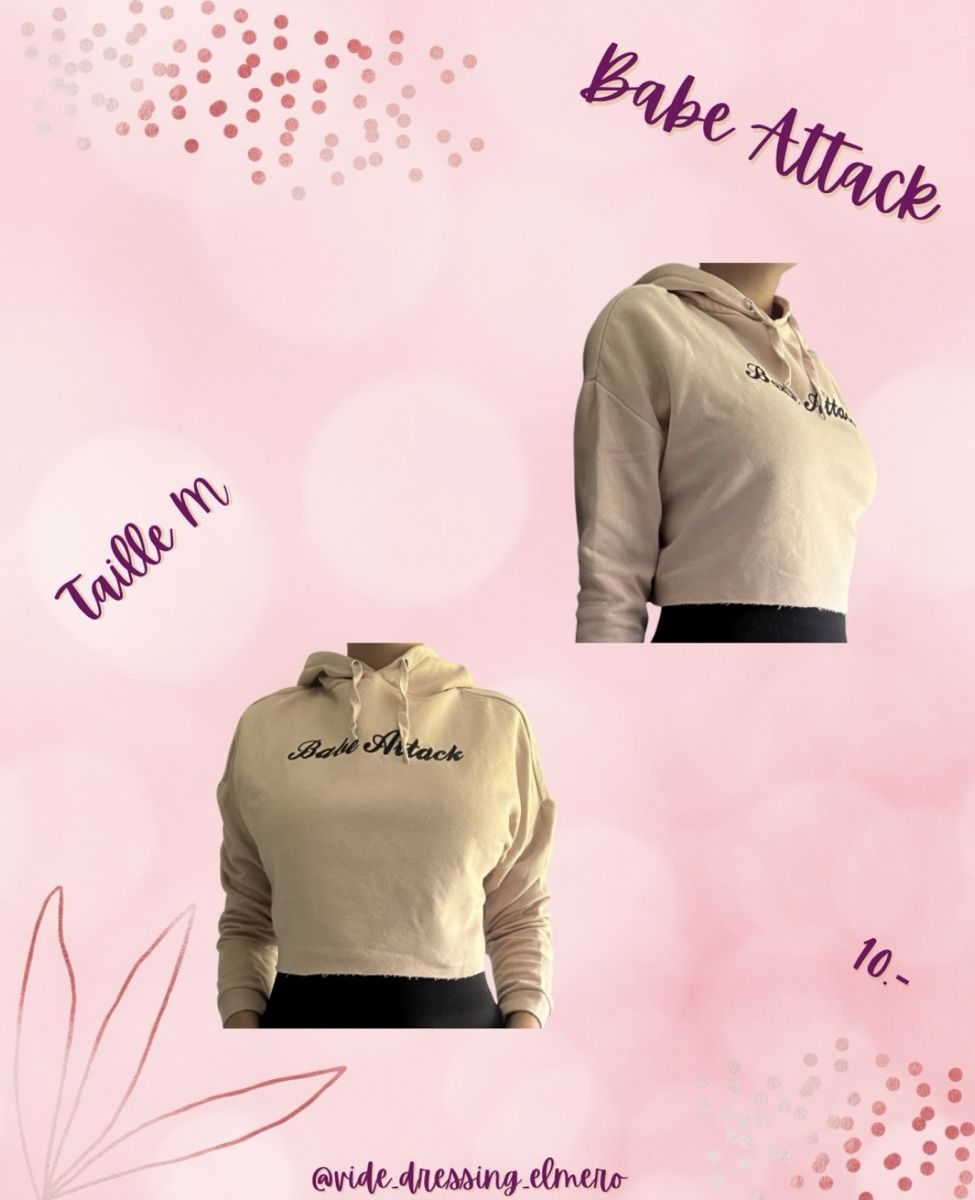 Top: Sweat à capuche court "Babe Attack" – Usato da Massonnens venduto da Rebelle88 1