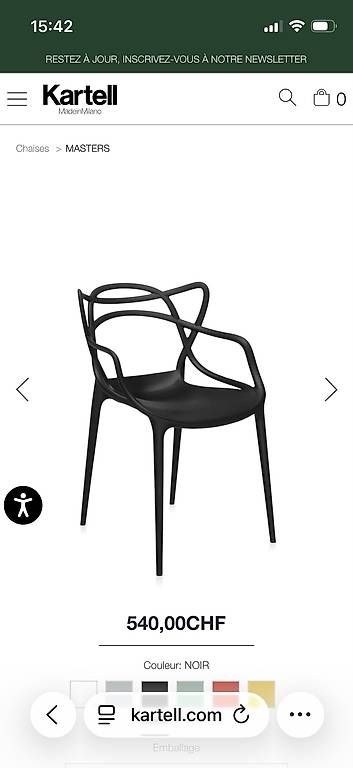 Sedie: Kartell 2 chaises Masters noires – Usato da Lausanne venduto da Chandolin 1