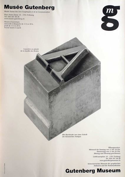 Poster & Bilder: Musée Gutenberg, Bleibuchstabe, jkdesign – Neu (gemäss Beschreibung) aus Bern von Vintage-Art-Poster