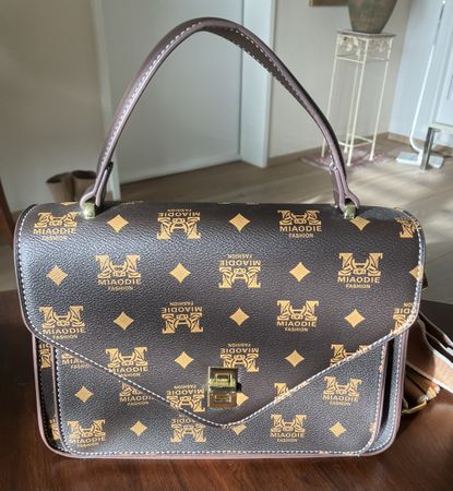 NEUE Schultertasche - Kunstleder, braun/beige