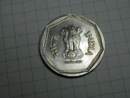 Münze Indien 1 Rupie, 1987 Münzzeichen Bombay neu