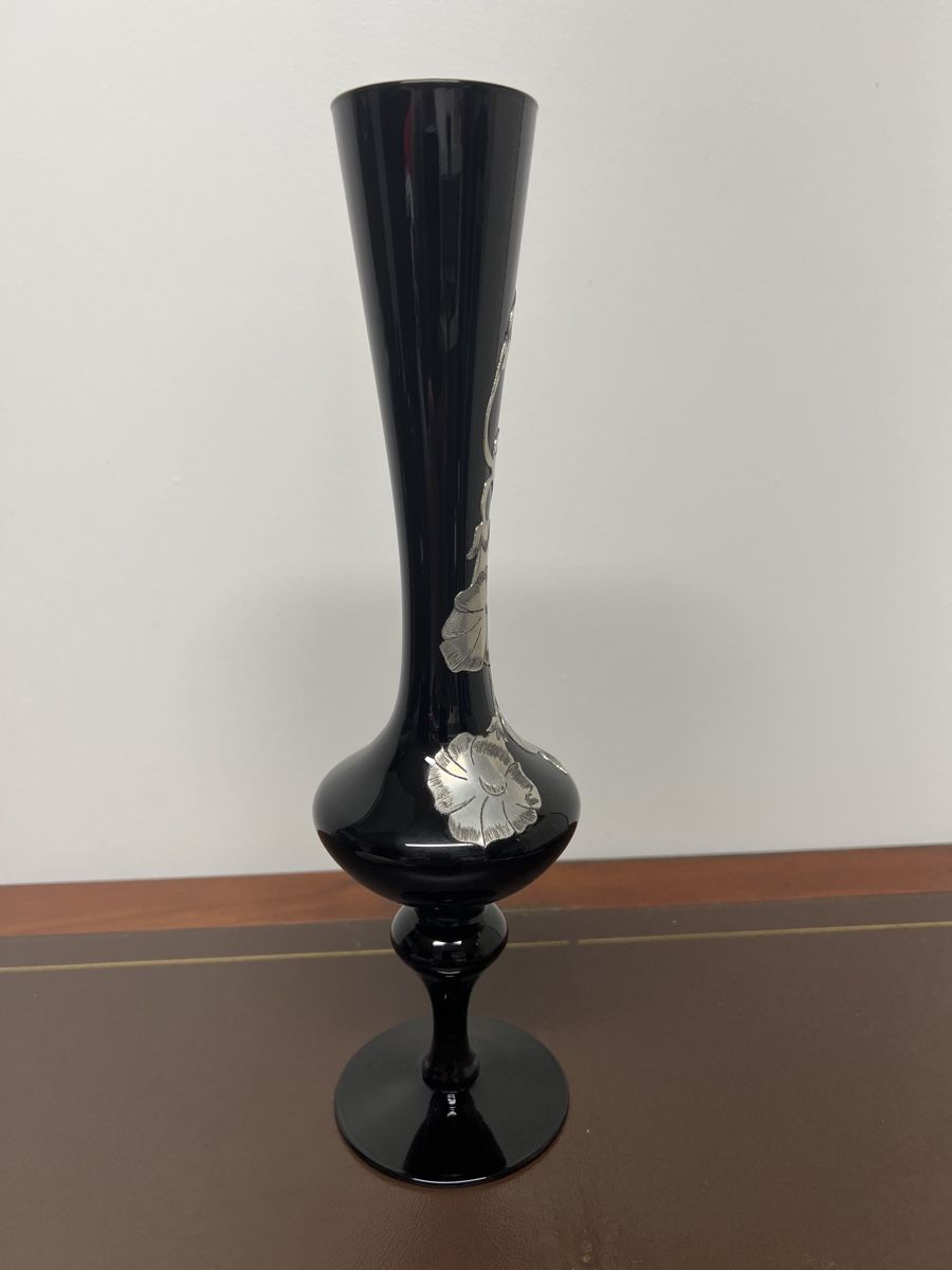Vasen & Gefässe: Vase noire élégante avec décor en étain 30cm – Gebraucht aus Bôle von K200C 2