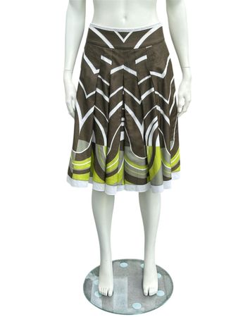 SRENESSE eleganter Faltenrock Gr. 34 (S/XS) Olivgrün/Limette
