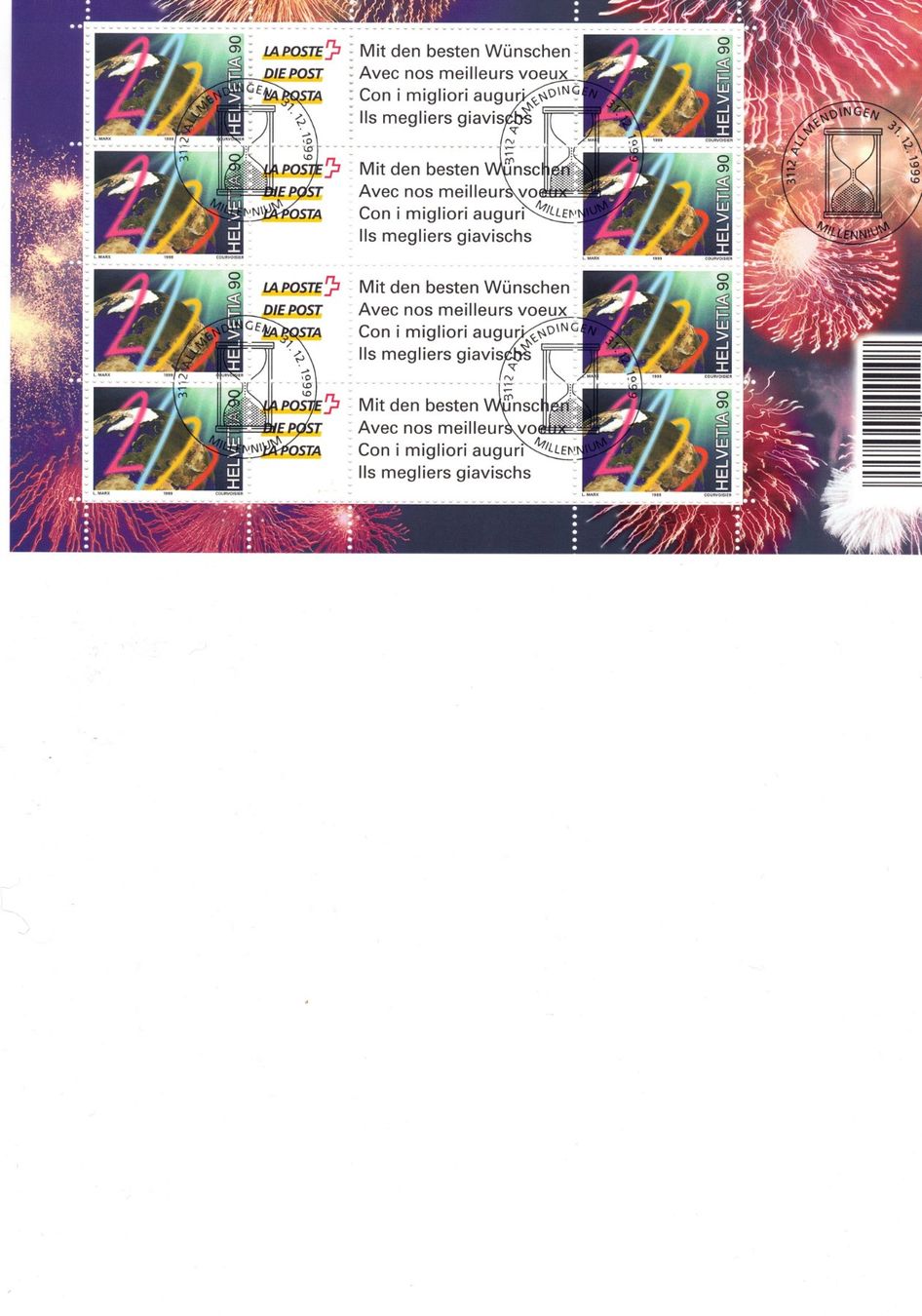 Alle Briefmarken: Millenium kleinbogen/feuillet ET 23.11 1999 – Gebraucht aus Dübendorf von Aviafan77