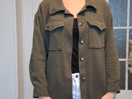 Veste chemise côtelée kaki, taille M - Idéale mi-saison