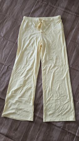 🆕 Bequeme Viscose Lounge-Hose - XL - Wide-Leg / Pastellgelb