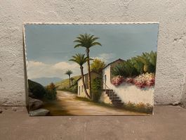 Tableau, Maison et végétation tropicale, Madère ? de Gil,
